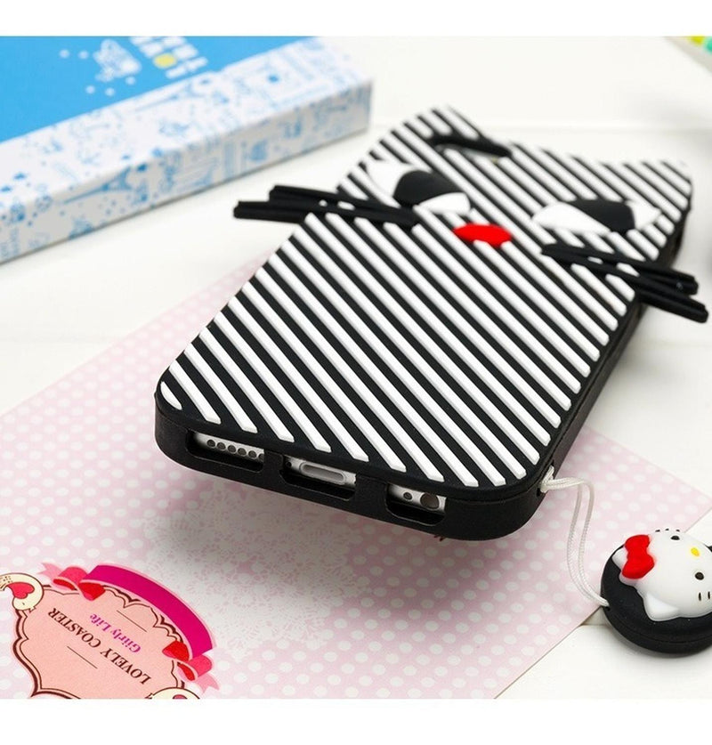 Funda Para iPhone Gato Rayas Gatito Michi Suave 3d Dibujo