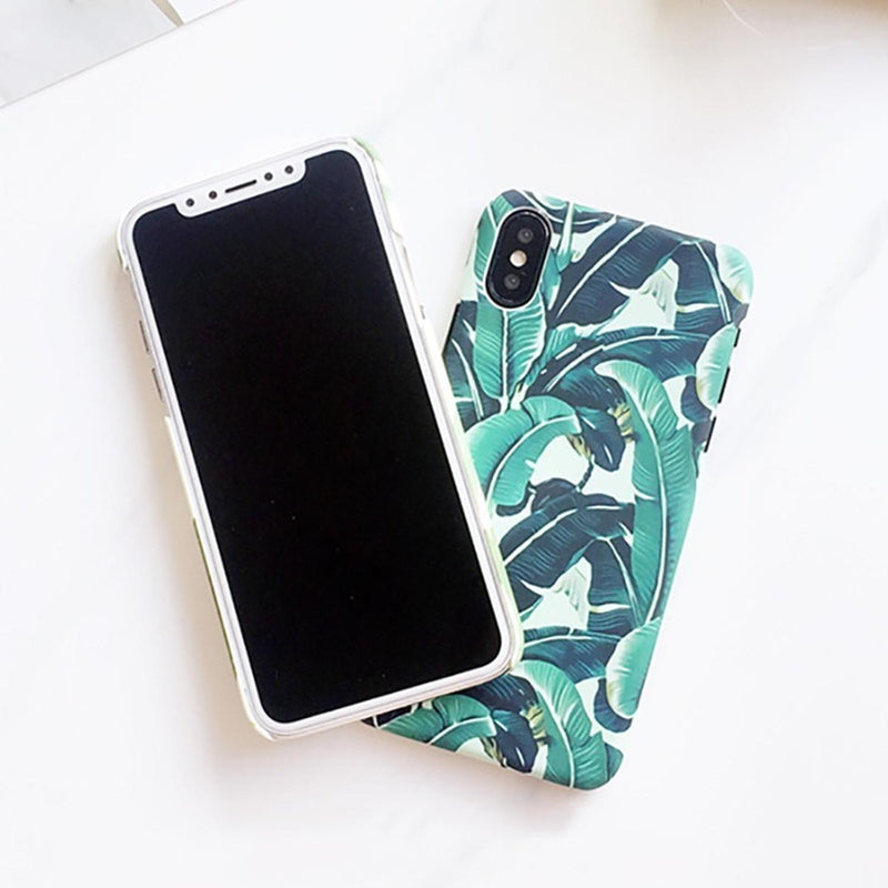 Funda para iPhone Hoja Verde Planta Flores Case Mujer Verano