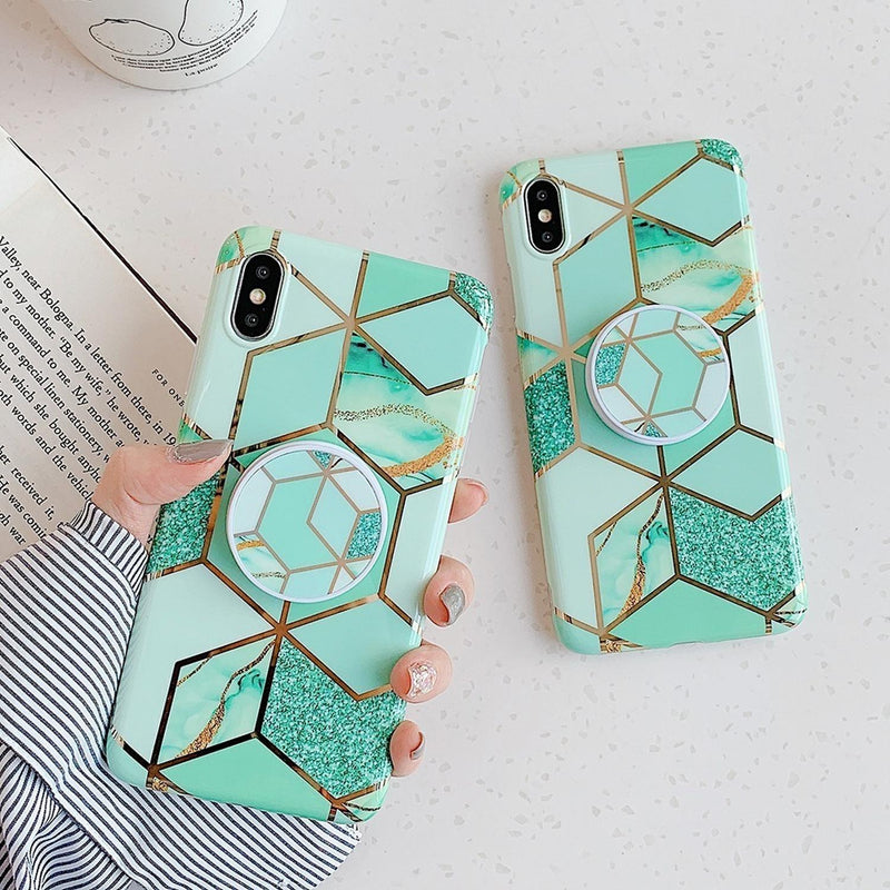 Funda Geometria Compatible Con Huawei Marmol Mujer Protector