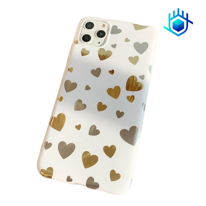 Funda para iPhone Corazones Brillos Resistente Mujer Foil 3d