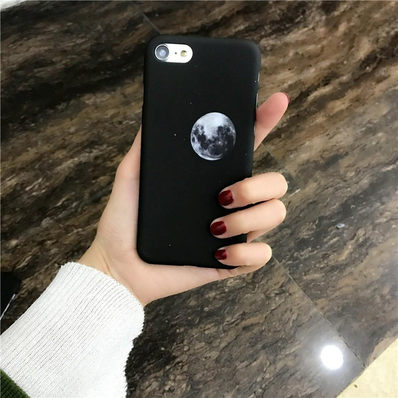 Funda iPhone Luna Estrellas Negra Espacio Mujer Hombre Case