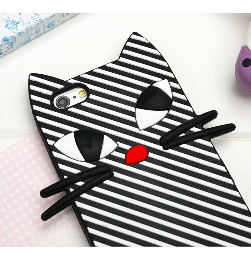 Funda Para iPhone Gato Rayas Gatito Michi Suave 3d Dibujo