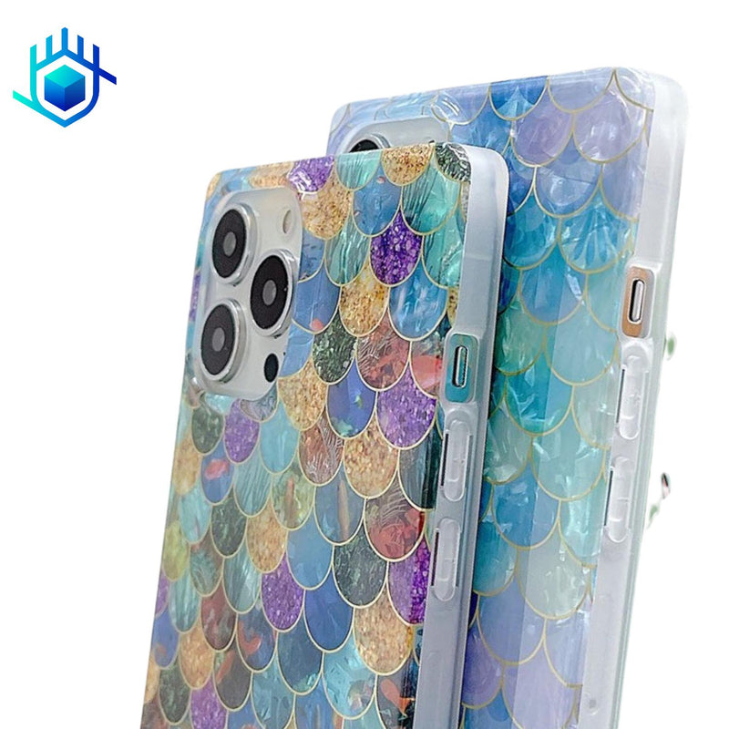 Funda Escamas + Mica para iPhone Brillo Mujer Case Ligera 3D