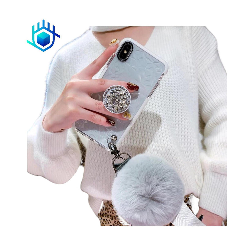 Funda Compatible Con Xiaomi Diamantes 3D Pompon Correa Mujer