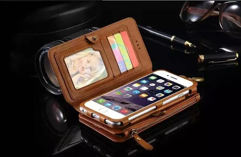 Billetera De Piel para iPhone Galaxy Hombre Cartera Tarjetas