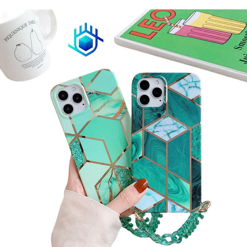 Funda para iPhone Geometria Cadena Correa Agarradera Mujer