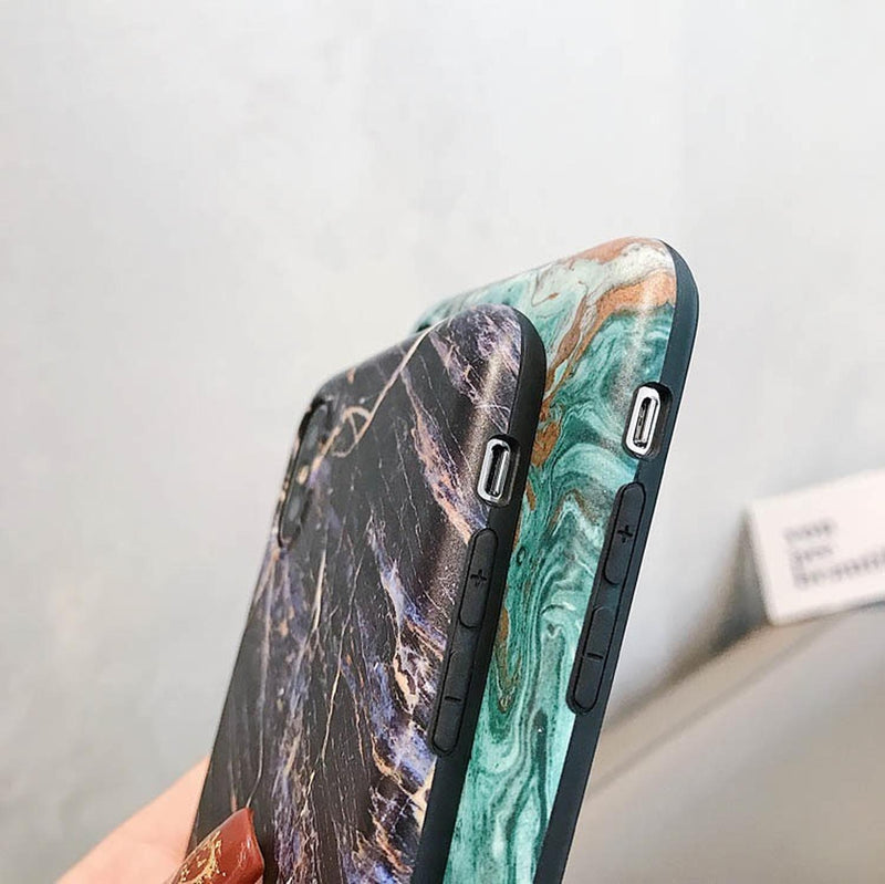 Funda Para iPhone+ Soporte Marmol Piedra Gruesa Mujer Hombre