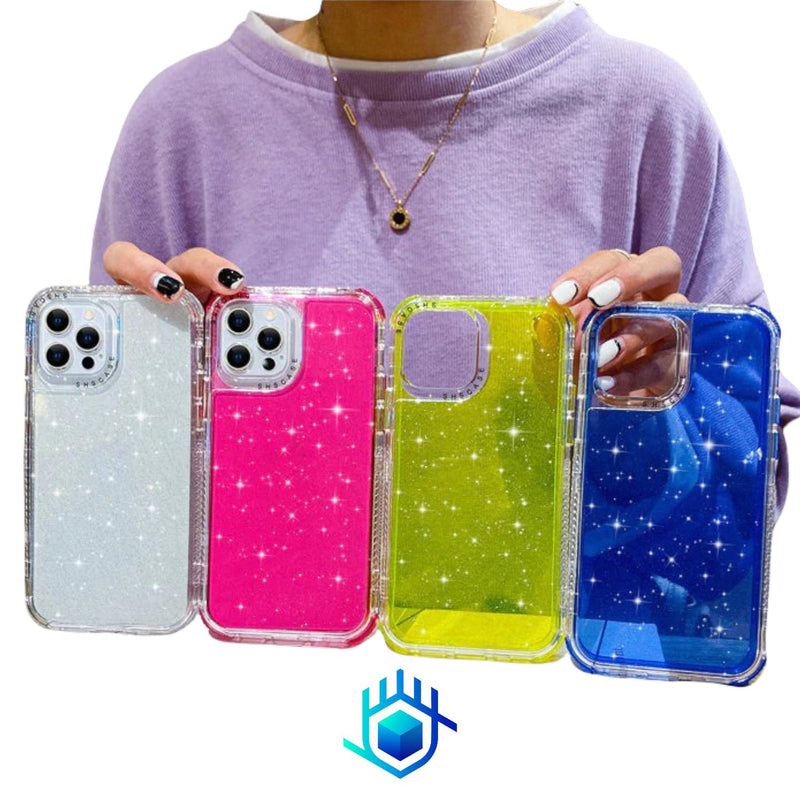 Funda para iPhone 360 Brillos+Mica Protector Reforzada Mujer