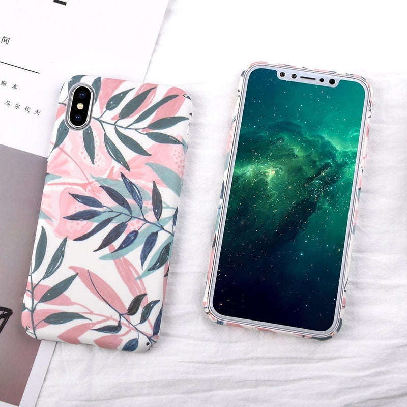 Funda para iPhone Hoja Verde Planta Flores Case Mujer Verano