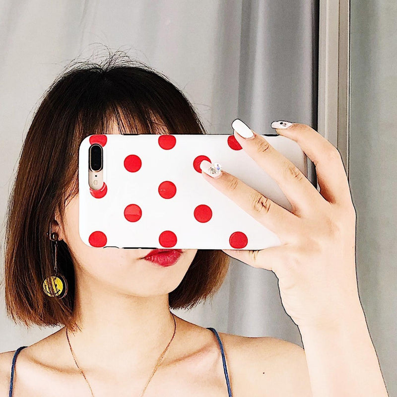 Funda para iPhone Lunares Rojo Puntos Polka Mujer Hombre 3D