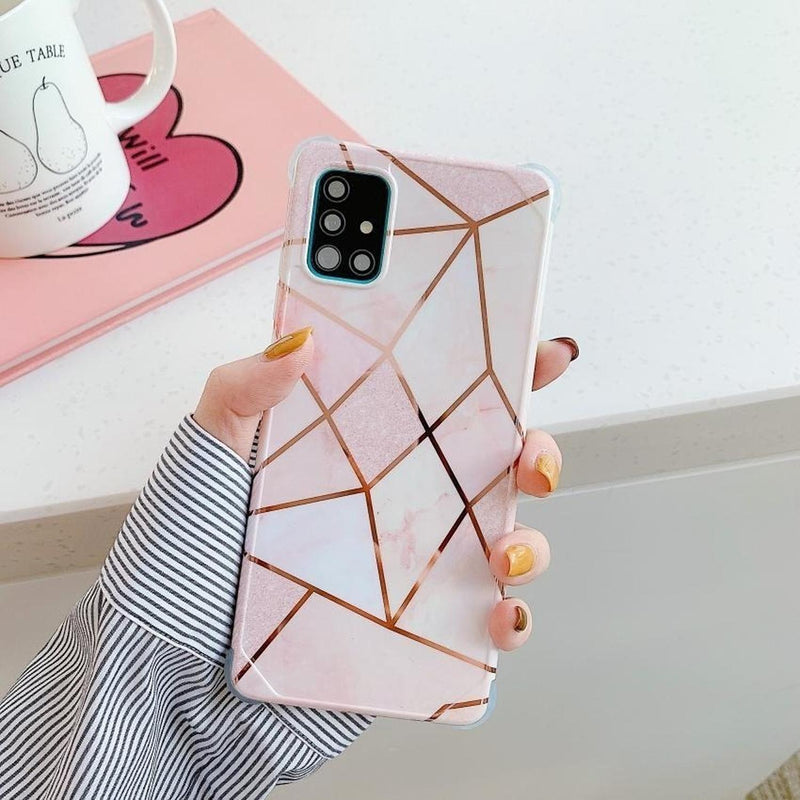 Funda Compatible Con Galaxy Marmol Geometria Mujer Protector