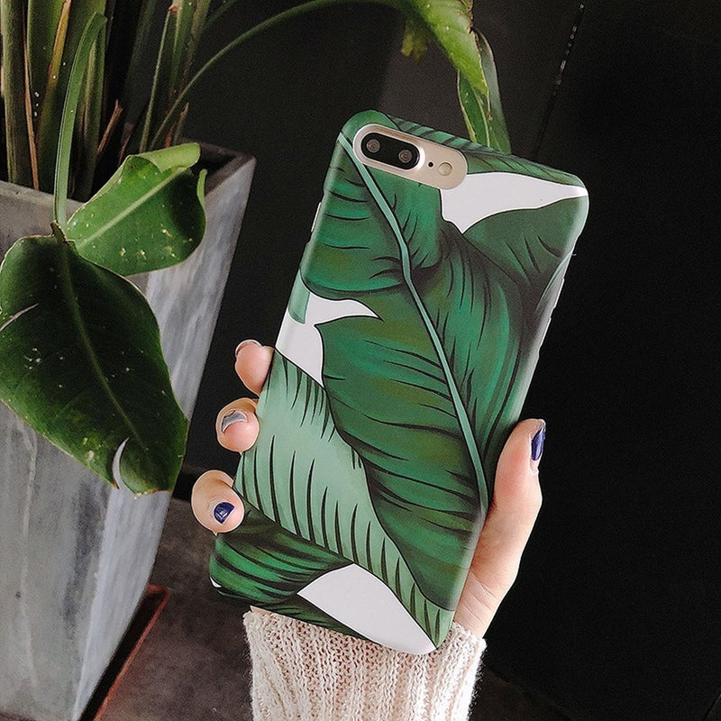 Funda para iPhone Hoja Verde Planta Flores Case Mujer Verano