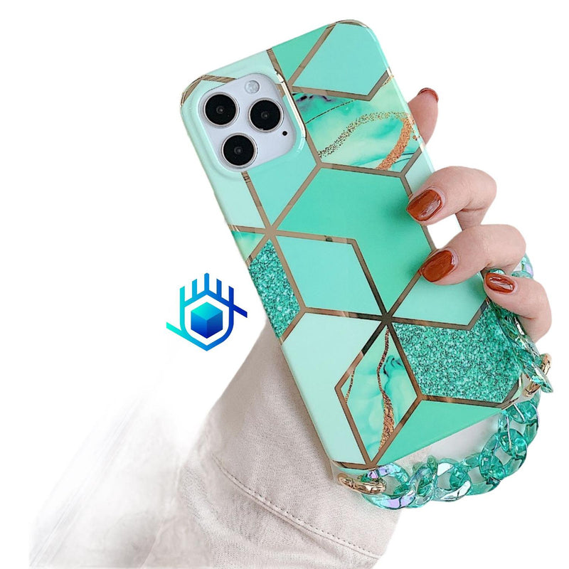 Funda para iPhone Geometria Cadena Correa Agarradera Mujer