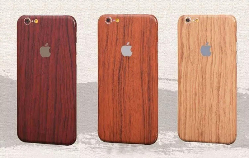 Sticker Tipo Madera iPhone Hombre Mujer Protector Pegatina