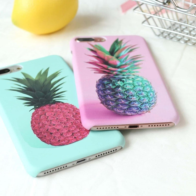 Funda Retrato Piña Para iPhone Pintura Mujer Fruta Tropical