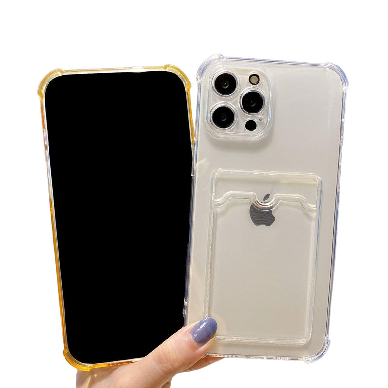 Funda Goma Porta Tarjeta para iPhone + Mica Protector Fuerte