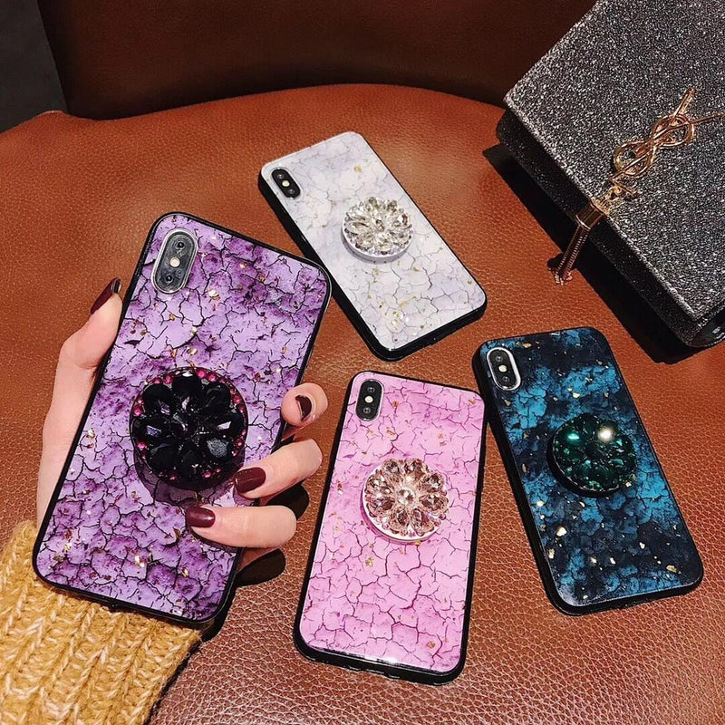 Funda Marmol Para iPhone con Diamantes Mujer Case Brillo 3D