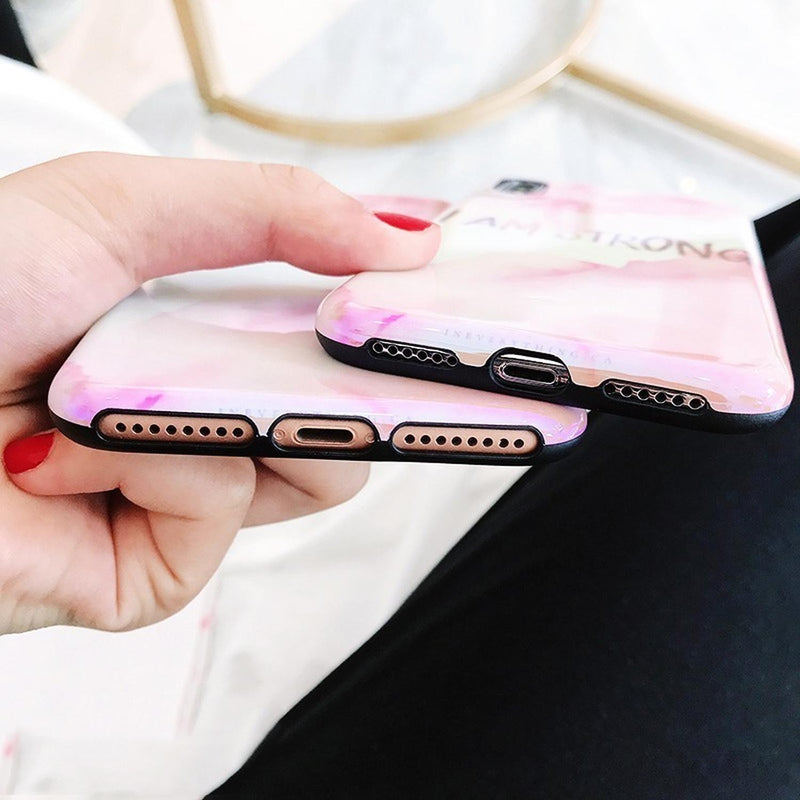 Funda Brillosa Para iPhone I Am Strong Fuerza Hombre Mujer