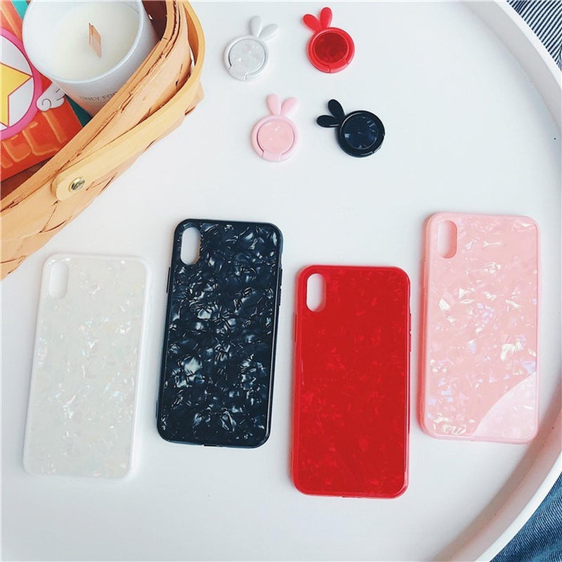 Funda Para iPhone Conejo Anillo Marmol Mujer Case Dedo Case