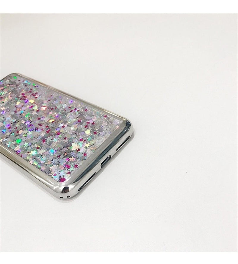 Funda Para iPhone Conejo Liquido Glitter Estrellas Corazones