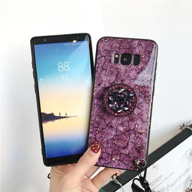 Funda Para Huawei Marmol + Pompon Charm Mujer Dama Protector