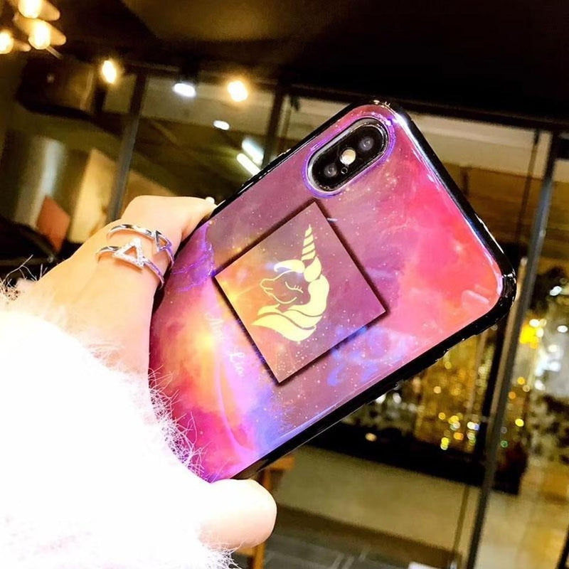 Funda Para iPhone Unicornio Galaxia Tornasol Brillo Arcoiris