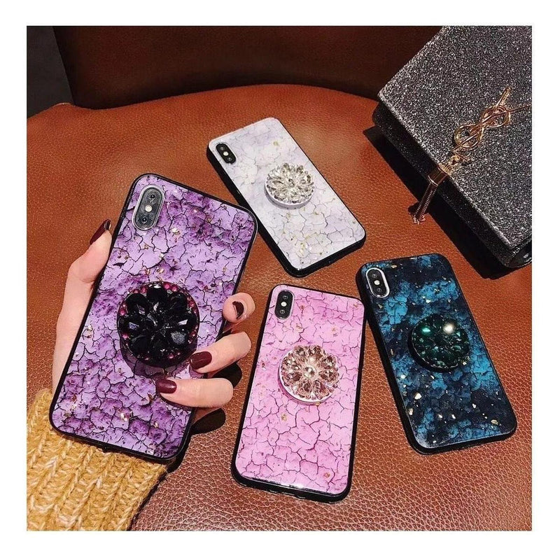 Funda Marmol Para iPhone con Diamantes Mujer Case Brillo 3D