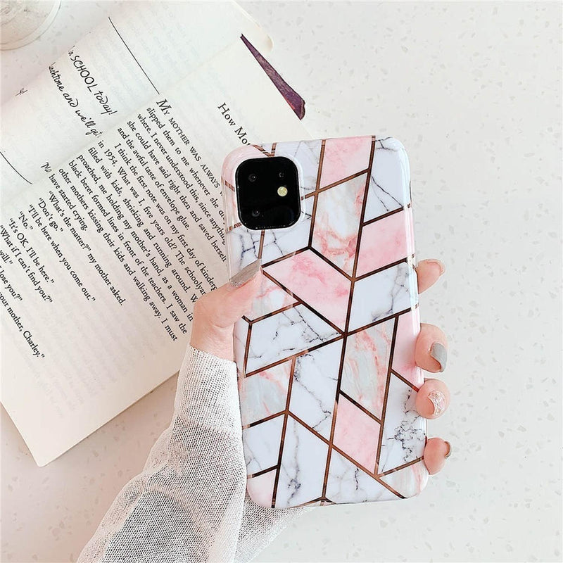 Funda Geometria Compatible Con Huawei Marmol Mujer Protector