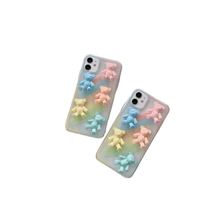 Funda de Osos para iPhone + Mica Protector Resistente Mujer