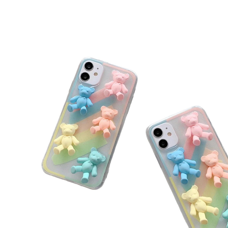 Funda de Osos para iPhone + Mica Protector Resistente Mujer