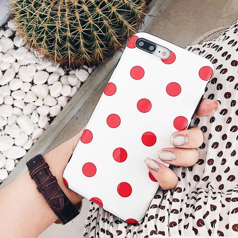 Funda para iPhone Lunares Rojo Puntos Polka Mujer Hombre 3D