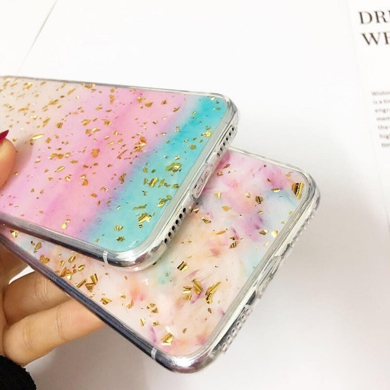 Funda para iPhone Protector Brillos Diamantes Marmol Mujer