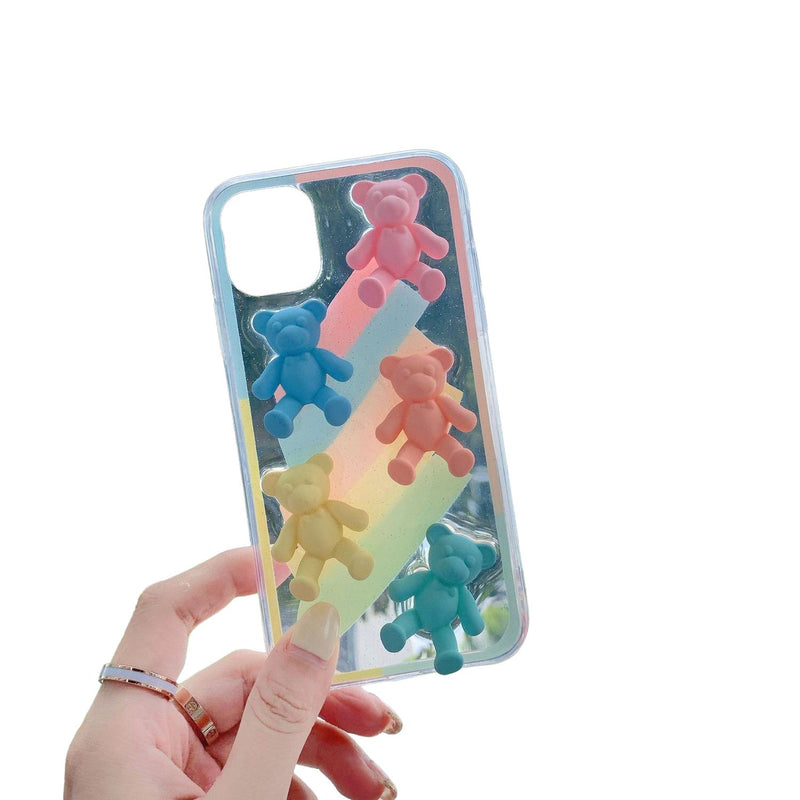 Funda de Osos para iPhone + Mica Protector Resistente Mujer