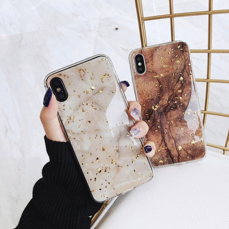 Funda para iPhone Protector Brillos Diamantes Marmol Mujer