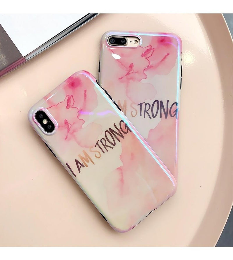 Funda Brillosa Para iPhone I Am Strong Fuerza Hombre Mujer