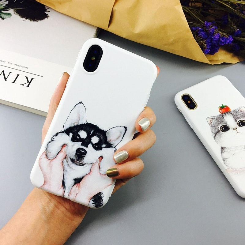 Funda Para iPhone Perro Gato Feliz Hombre Mujer Dog Cat 3d