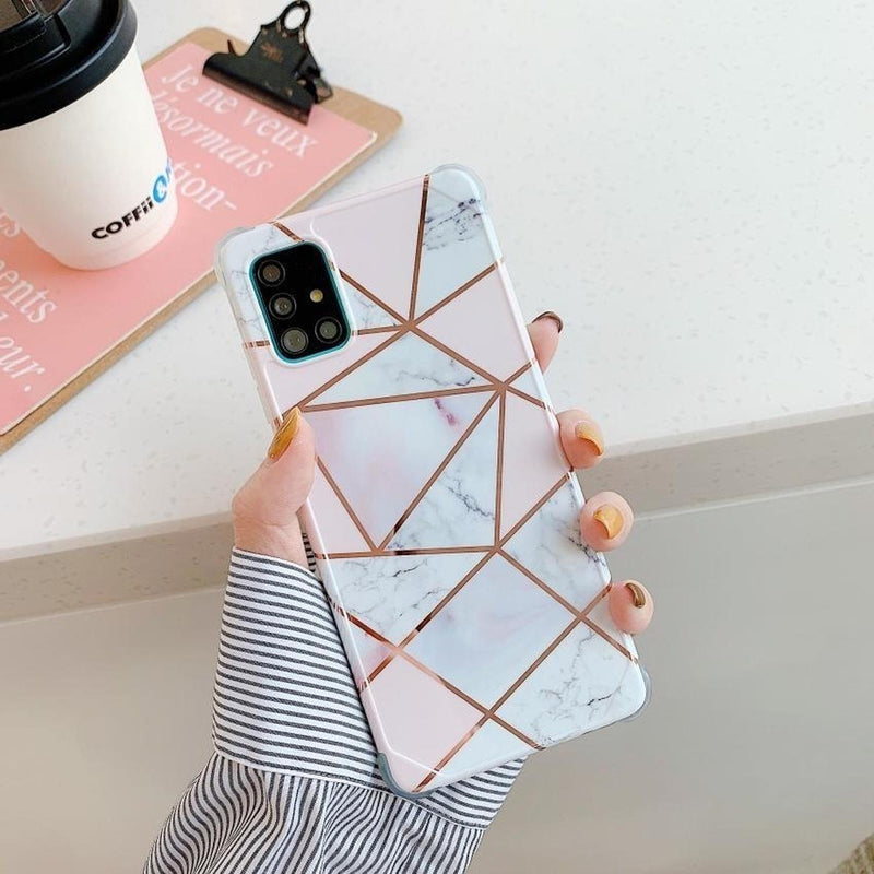 Funda Compatible Con Galaxy Marmol Geometria Mujer Protector