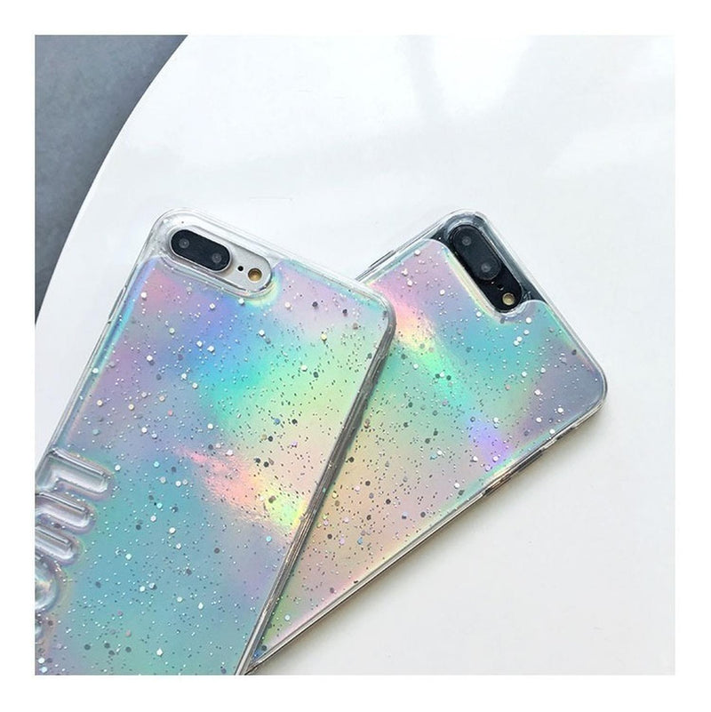 Case Tornasol Para iPhone Frases Lucky Baby Brillos Arcoiris