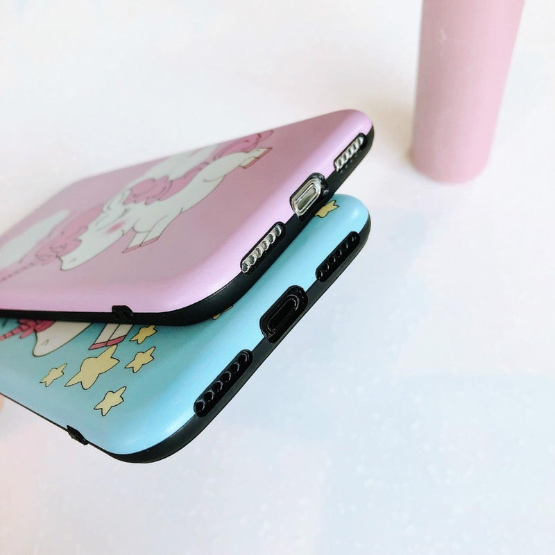 Funda Para iPhone Unicornio Estrellado Saltando Nubes Sweet