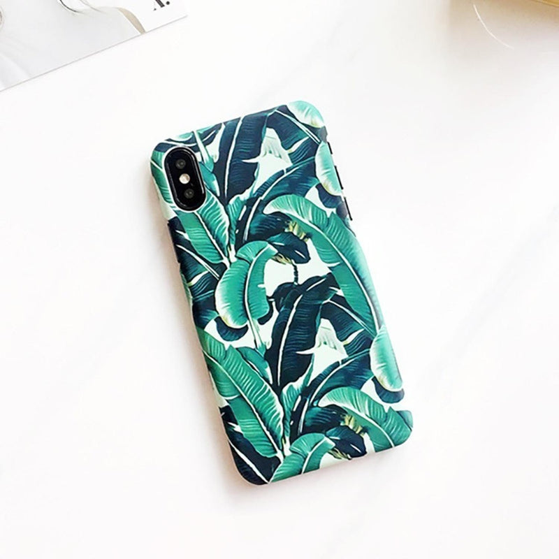 Funda para iPhone Hoja Verde Planta Flores Case Mujer Verano