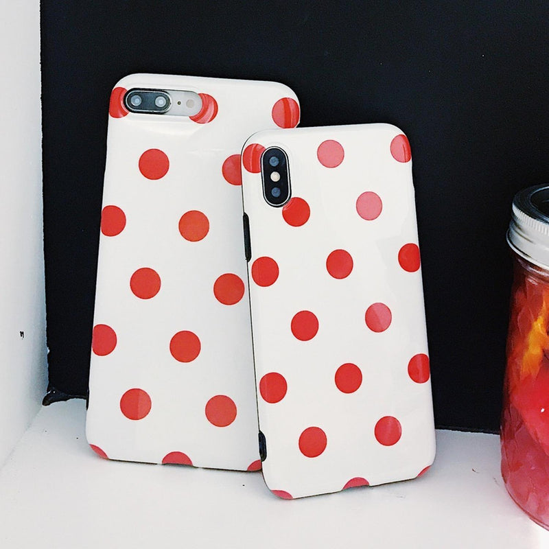 Funda para iPhone Lunares Rojo Puntos Polka Mujer Hombre 3D