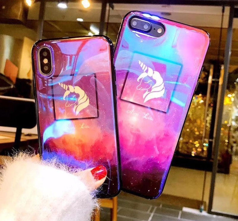 Funda Para iPhone Unicornio Galaxia Tornasol Brillo Arcoiris