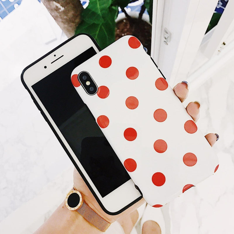 Funda para iPhone Lunares Rojo Puntos Polka Mujer Hombre 3D