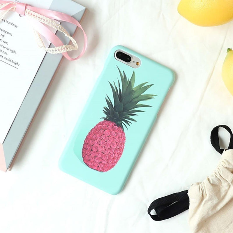 Funda Retrato Piña Para iPhone Pintura Mujer Fruta Tropical