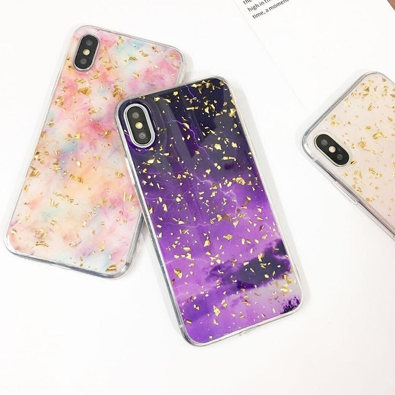 Funda para iPhone Protector Brillos Diamantes Marmol Mujer