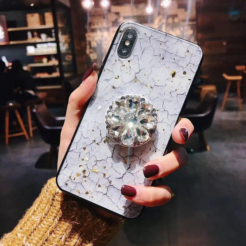 Funda Marmol Para iPhone con Diamantes Mujer Case Brillo 3D