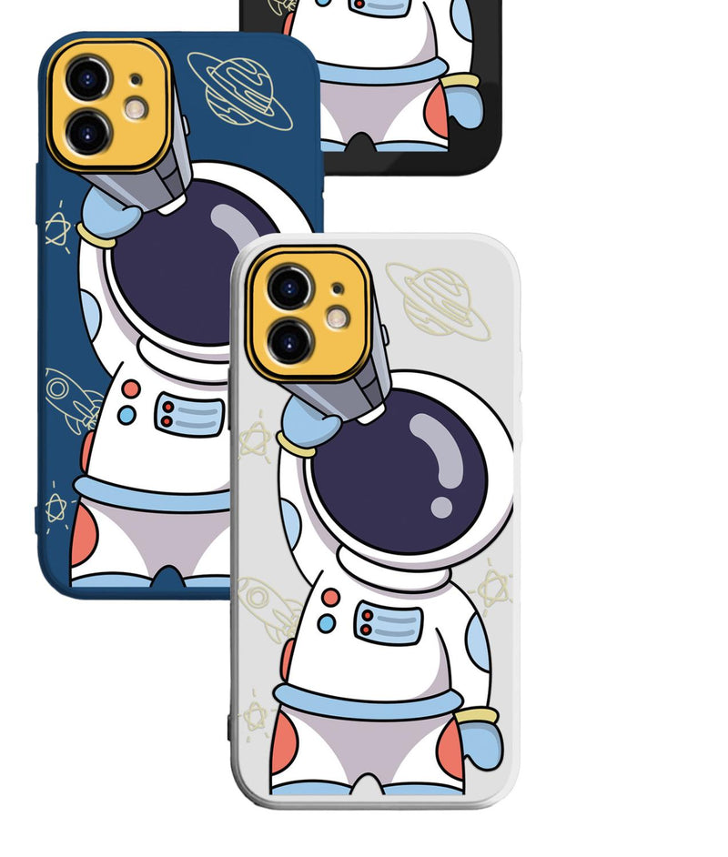 Funda Ligera Astronauta + Mica para iPhone Dama Mujer Hombre