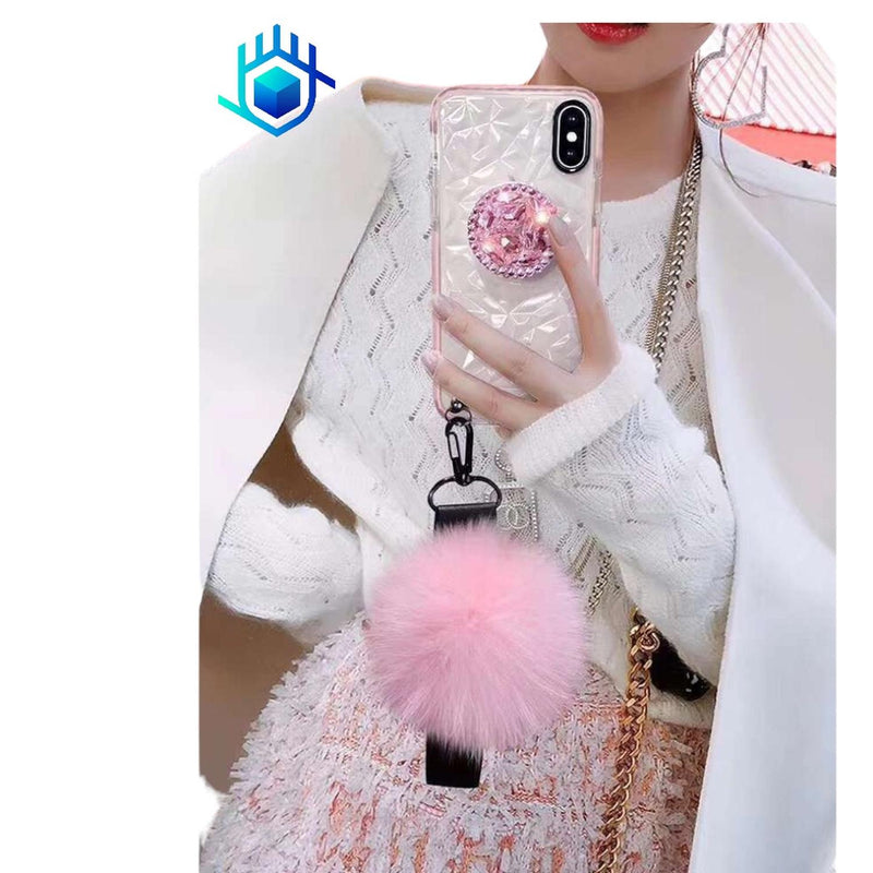 Funda Para Huawei Diamantes 3D + Pompon Charm + Collar Mujer