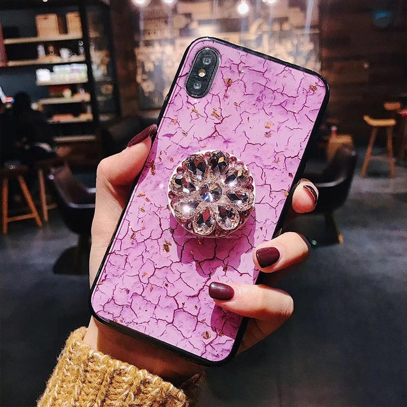 Funda Marmol Para iPhone con Diamantes Mujer Case Brillo 3D