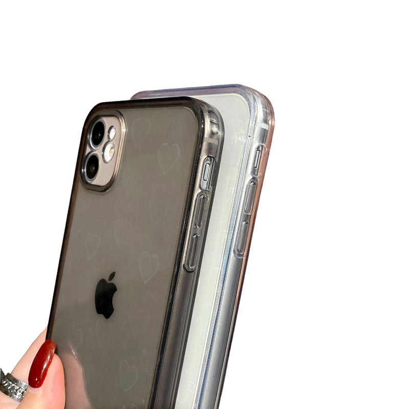 Funda Brillos Corazones para iPhone + Mica Protectora Case